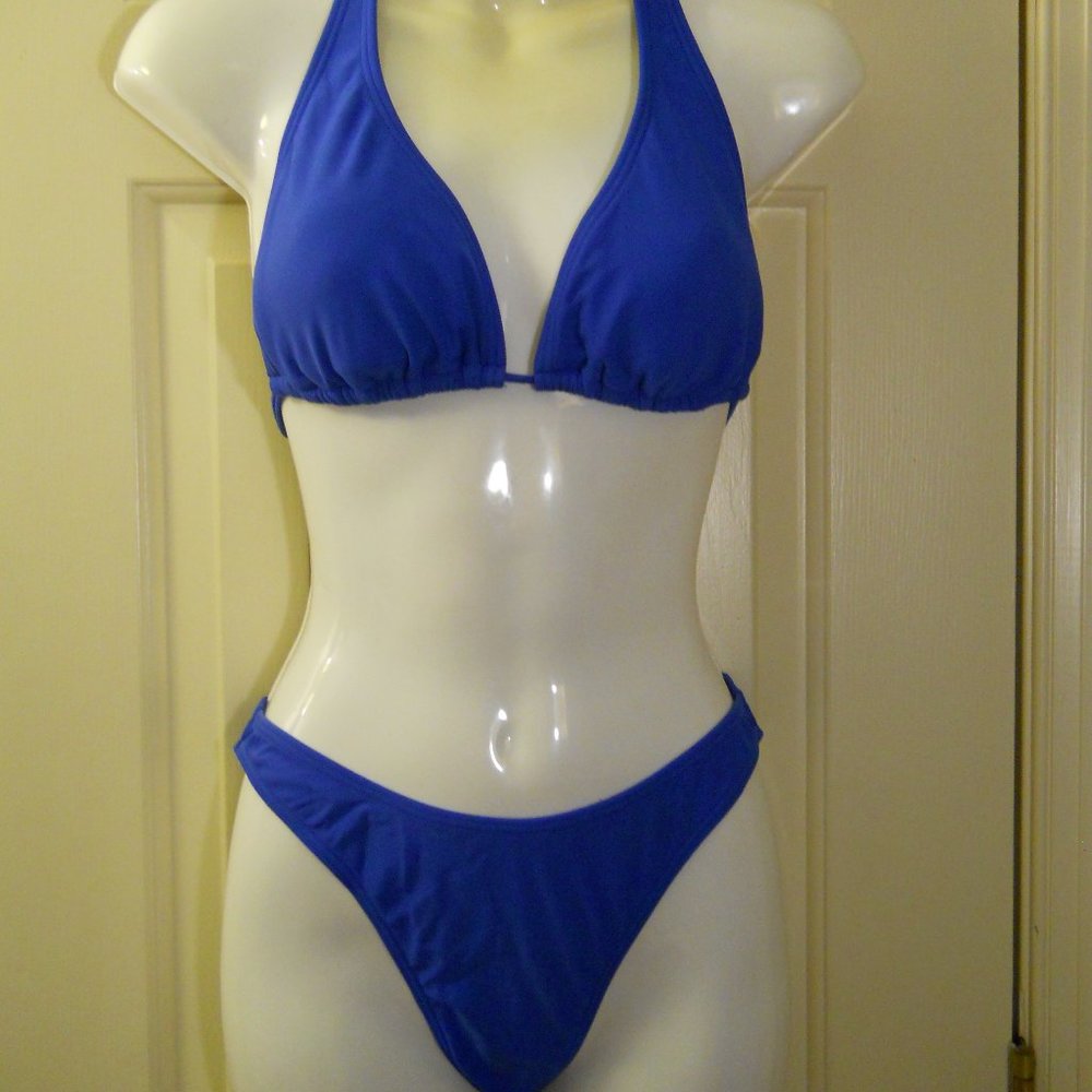 vintage Blue Bikini with high sides